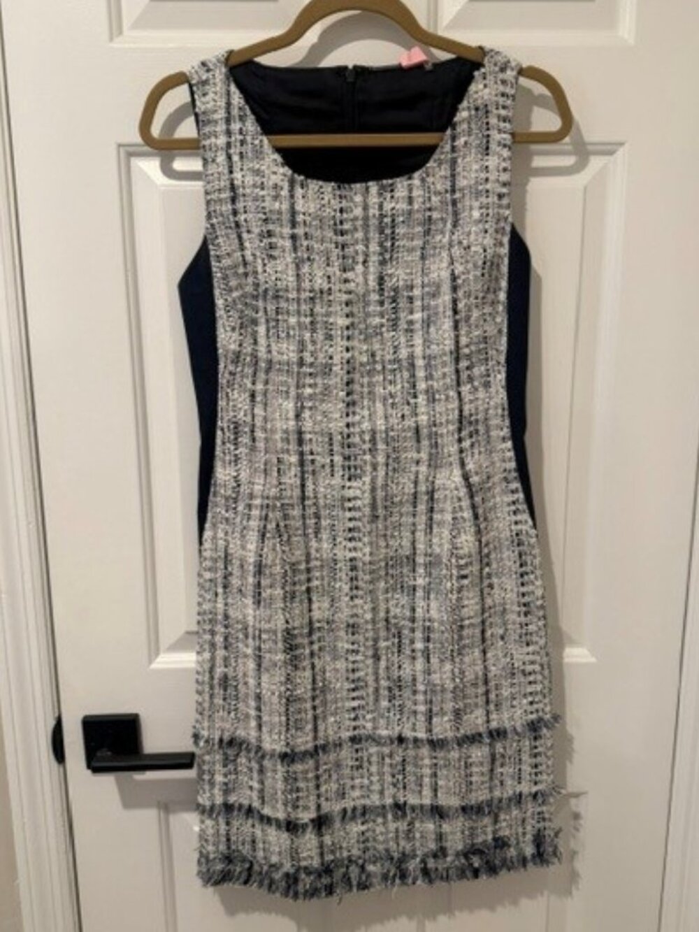 Like New Sleeveless Elie Tahari Tweed and Twill with fringe detail Size 6